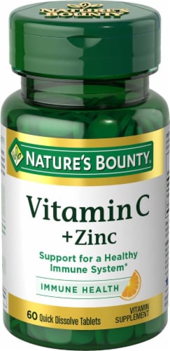 Nature's Bounty Vitamin C Plus Zinc Vitamin Tablets Perspective: front