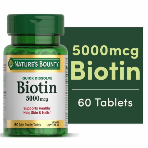 Nature's Bounty Biotin 5000 mcg Quick Dissolve Tablets Perspective: front