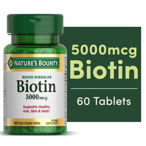 Nature's Bounty Biotin 5000 mcg Quick Dissolve Tablets Perspective: front