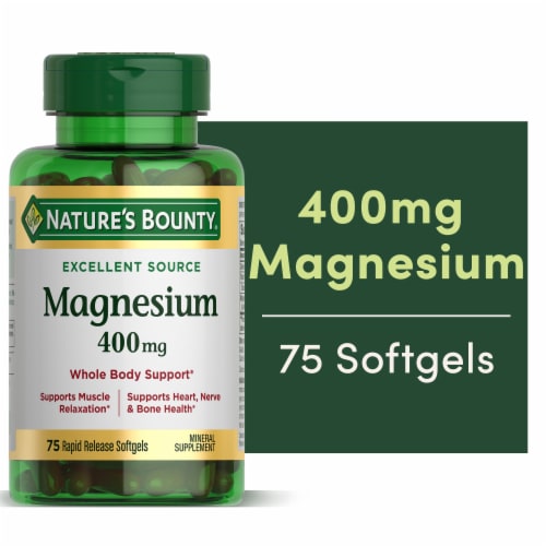Nature's Bounty Magnesium Bone & Muscle Health Rapid Release Softgels, 400 Mg Perspective: front