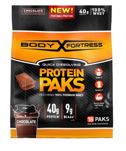 Body Fortress Chocolate Protein Paks Perspective: front