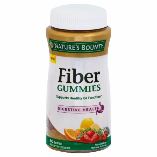 Nature's Bounty Digestive Health Fiber Assorted Fruit Flavored Gummies Perspective: front