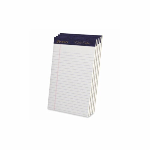 Ampad Gold Fibre Junior Legal Ruled Perforated Note Pad - White Perspective: front