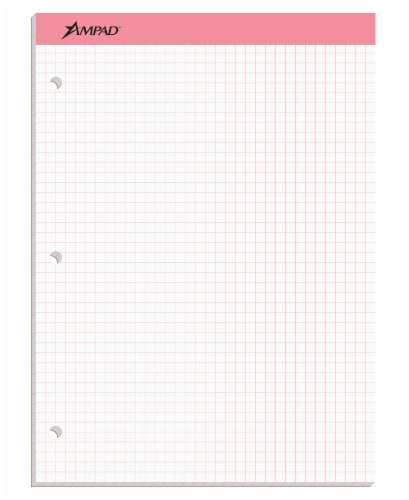 Ampad Quad Rule Double Sheet Graph Pad - Pink Perspective: front