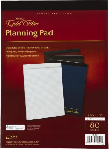 Ampad Gold Fibre Quad/Narrow Ruled Planning Pad - 8.5 x 11.75 - 80 Sheet - White Perspective: front