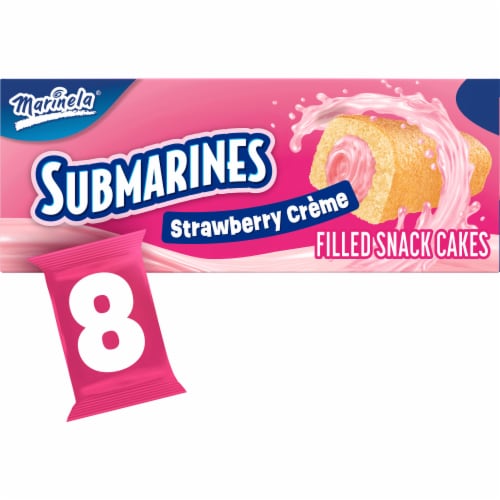 Marinela® Submarinos® Strawberry Creme Filled Snack Cakes Perspective: front