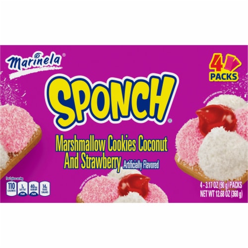 Marinela® Sponch® Coconut & Strawberry Marshmallow Cookies Perspective: front