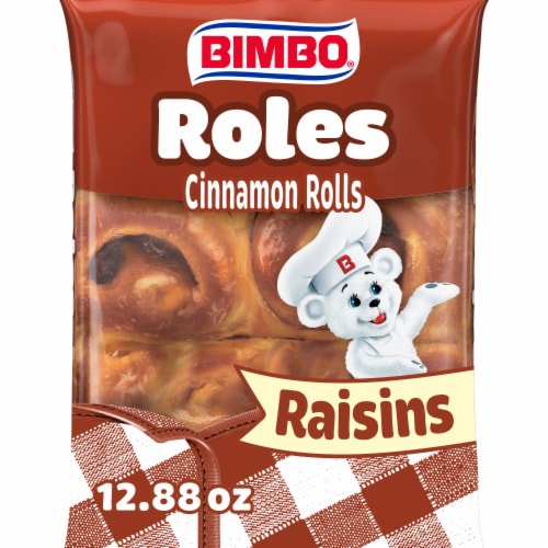 Bimbo Roles de Canela con Pasas Cinnamon Rolls with Raisins Perspective: front