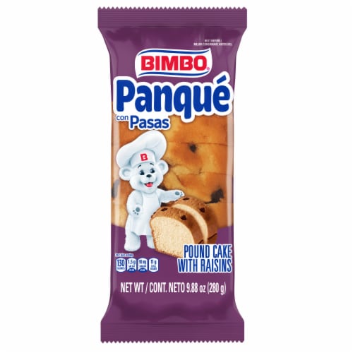 Bimbo Panqué con Pasas Plain Pound Cake with Raisins Perspective: front