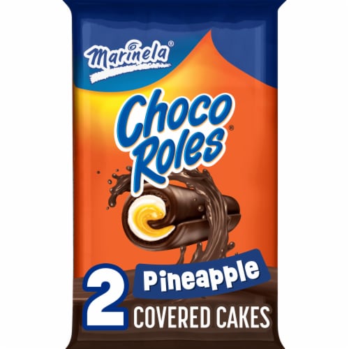 Marinela Choco Roles Pineapple Crème Filled Cakes Perspective: front