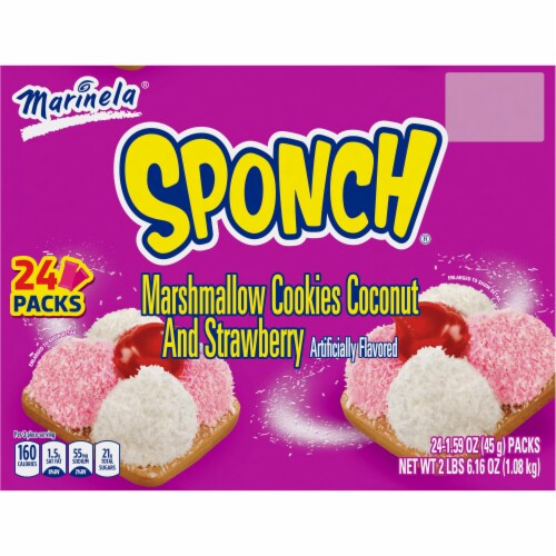 Marinela Sponch Coconut and Strawberry Marshmallow Cookies Perspective: front