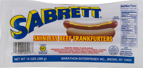 Sabrett Skinless Beef Frankfurters Perspective: front