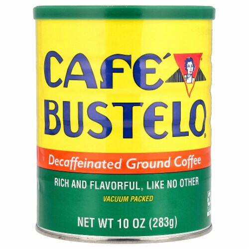 BUSTELO 10 OUNCE DECAFFEINATED CANISTER Perspective: front