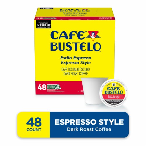 Café Bustelo Espresso Style, Dark Roast Coffee, Keurig K-Cup Pods Perspective: front
