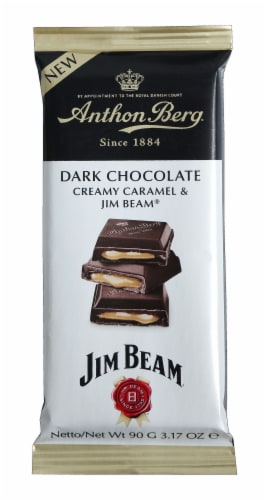Anthon Berg® Creamy Caramel & Jim Beam Dark Chocolate Bar Perspective: front