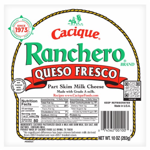 Cacique® Part Skim Milk Ranchero Queso Fresco Cheese, 10 oz - Foods Co.