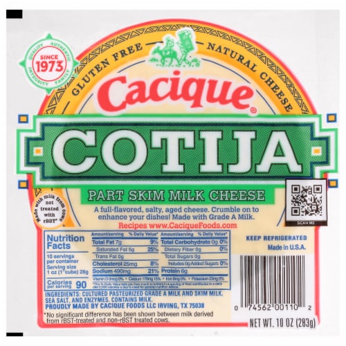 Cacique Cotija Part Skim Milk Cheese Perspective: front