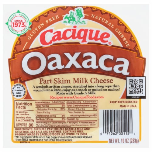 Cacique® Oaxaca Part Skim Milk Cheese Perspective: front