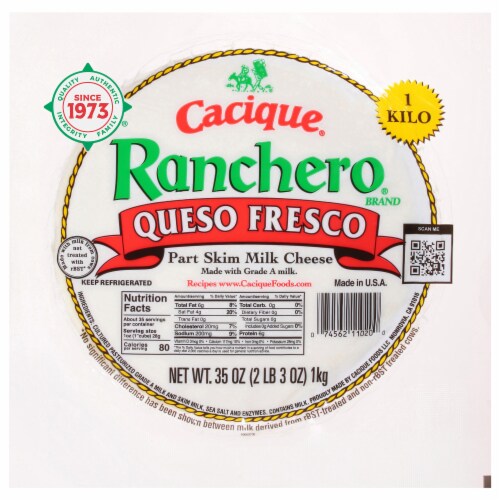 Cacique® Ranchero® Brand Queso Fresco Part Skim Milk Cheese Perspective: front