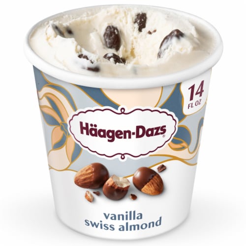 Häagen-Dazs Vanilla Swiss Almond Ice Cream, 14 Oz. Perspective: front