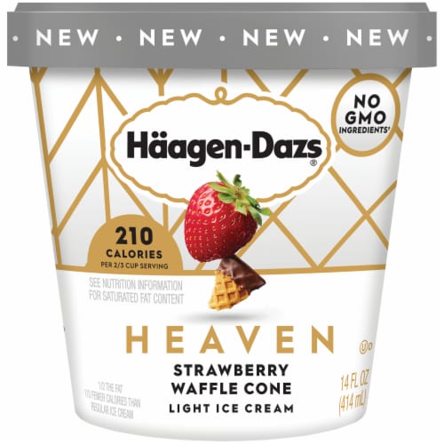 Haagen-Dazs Heaven Strawberry Chocolate Waffle Cone Light Ice Cream Perspective: front
