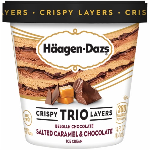 Haagen-Dazs® Salted Caramel & Chocolate Trio Crispy Layers Ice Cream Perspective: front