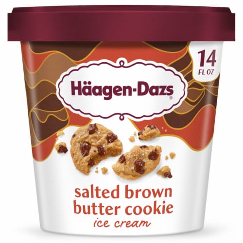 Haagen-Dazs Salted Brown Butter Cookie Ice Cream, 14 fl oz Perspective: front