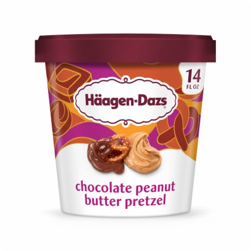 Haagen-Dazs Chocolate Peanut Butter Pretzel Ice Cream, 14oz Perspective: front
