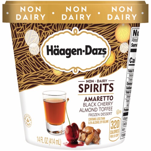 Haagen-Dazs Dairy Free Spirits Amaretto Black Cherry Almond Toffee Ice Cream Perspective: front