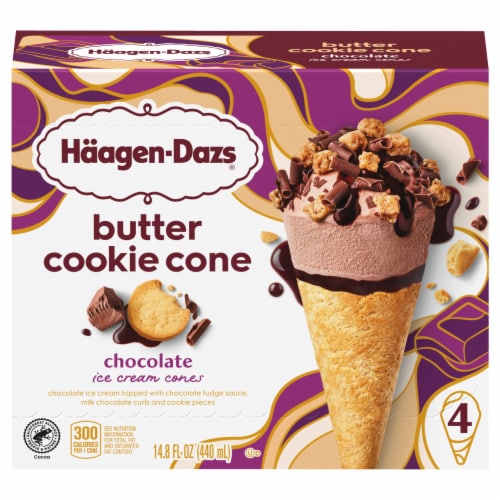 Haagen-Dazs® Butter Cookie Chocolate Ice Cream Cones Perspective: front