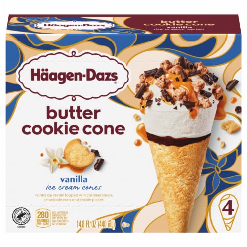 Haagen-Dazs® Vanilla Ice Cream Butter Cookie Cones Perspective: front