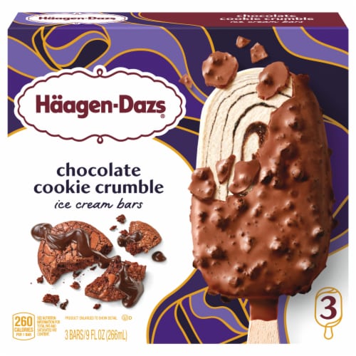 Haagen- Dazs Chocolate Cookie Crumble Ice Cream Bars Perspective: front