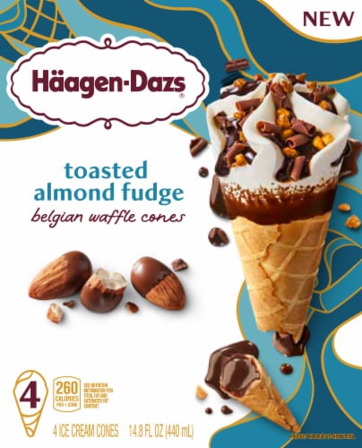 Haagen-Dazs® Toasted Almond Fudge Ice Cream Cones Perspective: front