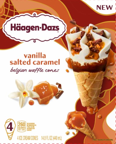 Haagen-Dazs® Vanilla Salted Caramel Ice Cream Cones Perspective: front