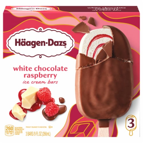 Haagen-Dazs® White Chocolate Raspberry Ice Cream Bars Perspective: front