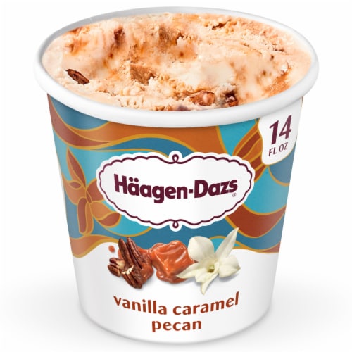 Haagen-Dazs Vanilla Caramel Pecan Ice Cream, 14oz Perspective: front