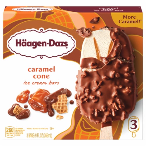 Haagen-Dazs Caramel Cone Ice Cream Bars Perspective: front