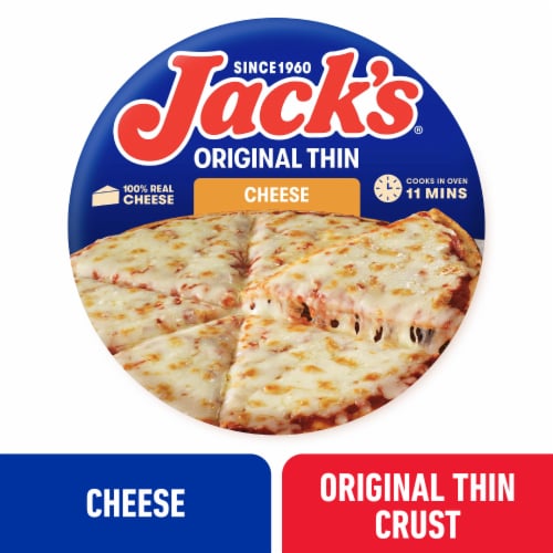 Jack’s Original Thin Cheese Pizza Thin Crust Frozen Cheese Pizza Perspective: front