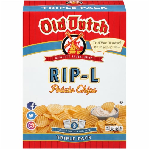 Old Dutch Super Size Rip-L Potato Chips Perspective: front