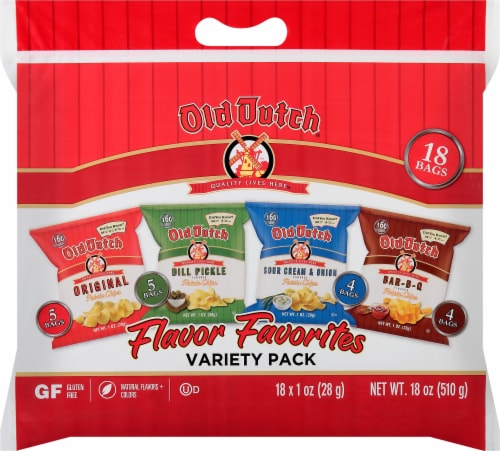 Old Dutch Gluten Free Flavor Favorites Potato Chips Variety Pack Perspective: front