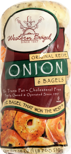 Western Bagel Onion Bagels Perspective: front