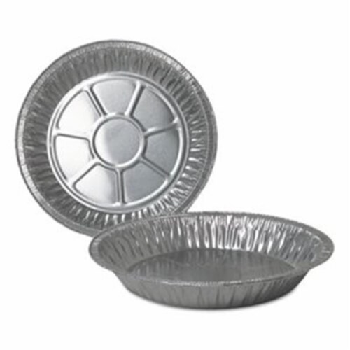 Durable Packaging 210040 9 in. Aluminum Foil Shallow Pie Pans, Silver Perspective: front