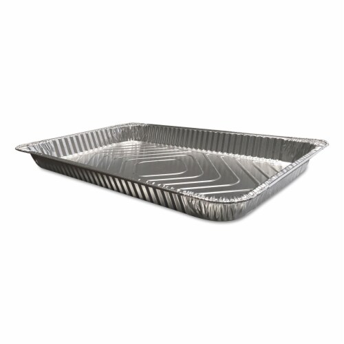 Durable Packaging Aluminum Steam Table Pans 12 13/16w x 1 11/16d x 20 3/4h Silver 50/Carton Perspective: front