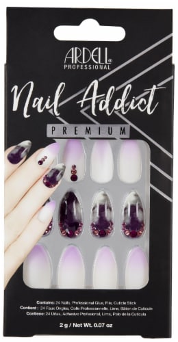 Ardell Nail Addict Premium Marble Purple False Nail Kit Perspective: front