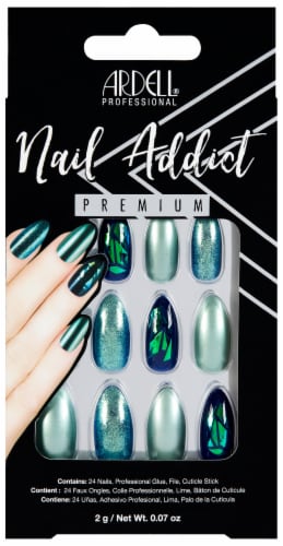 Ardell Nail Addict Premium Green Glitter False Nail Kit Perspective: front