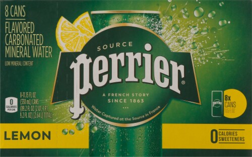 Perrier® Lemon Flavored Sparkling Water Perspective: front