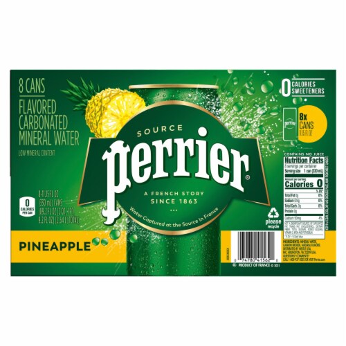 Perrier® Pineapple Carbonated Mineral Water Perspective: front
