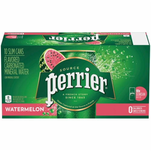 Perrier® Watermelon Sparkling Natural Mineral Water 10 Cans Perspective: front