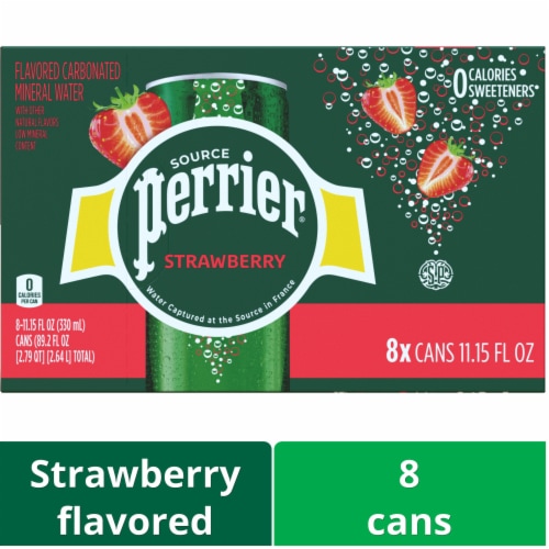 Perrier Strawberry Flavored Sparkling Water Perspective: front