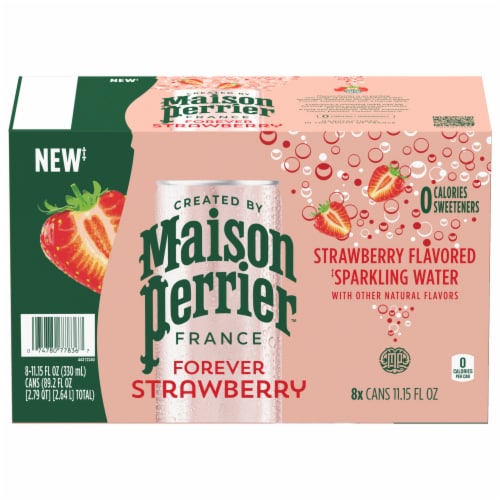 Maison Perrier™ Strawberry Flavored Sparkling Water Cans Perspective: front